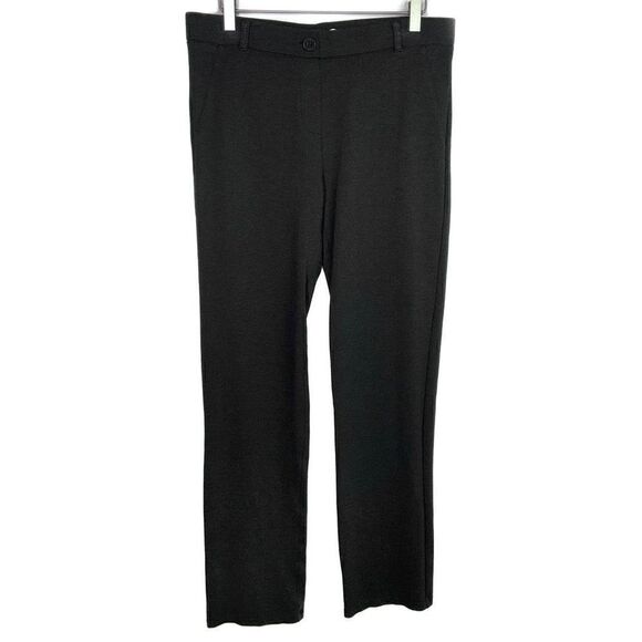 Betabrand Charcoal Gray Black Classic Straight Leg Yoga Dress Pants Large Long - Picture 1 of 5